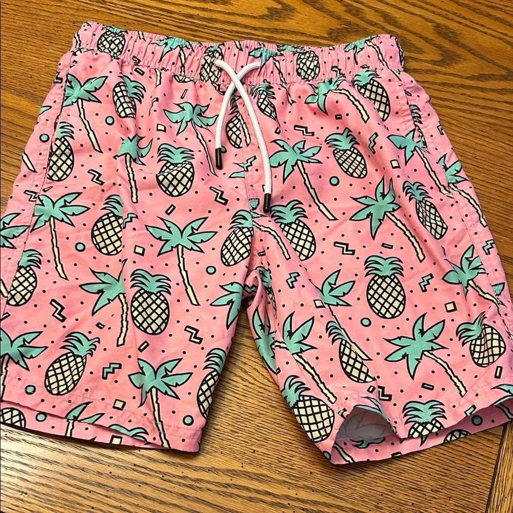 Boys Pineapple Print Swim Shorts - Pink